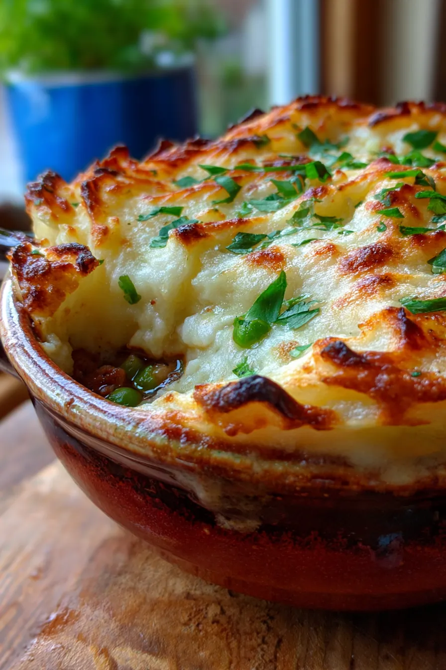 Shepherd’s Pie with Parmesan Crust-serving-side-view