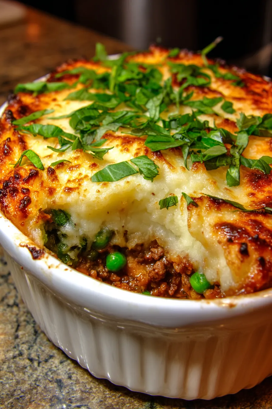 Shepherd’s Pie with Spinach & Peas-vegetables-filling texture