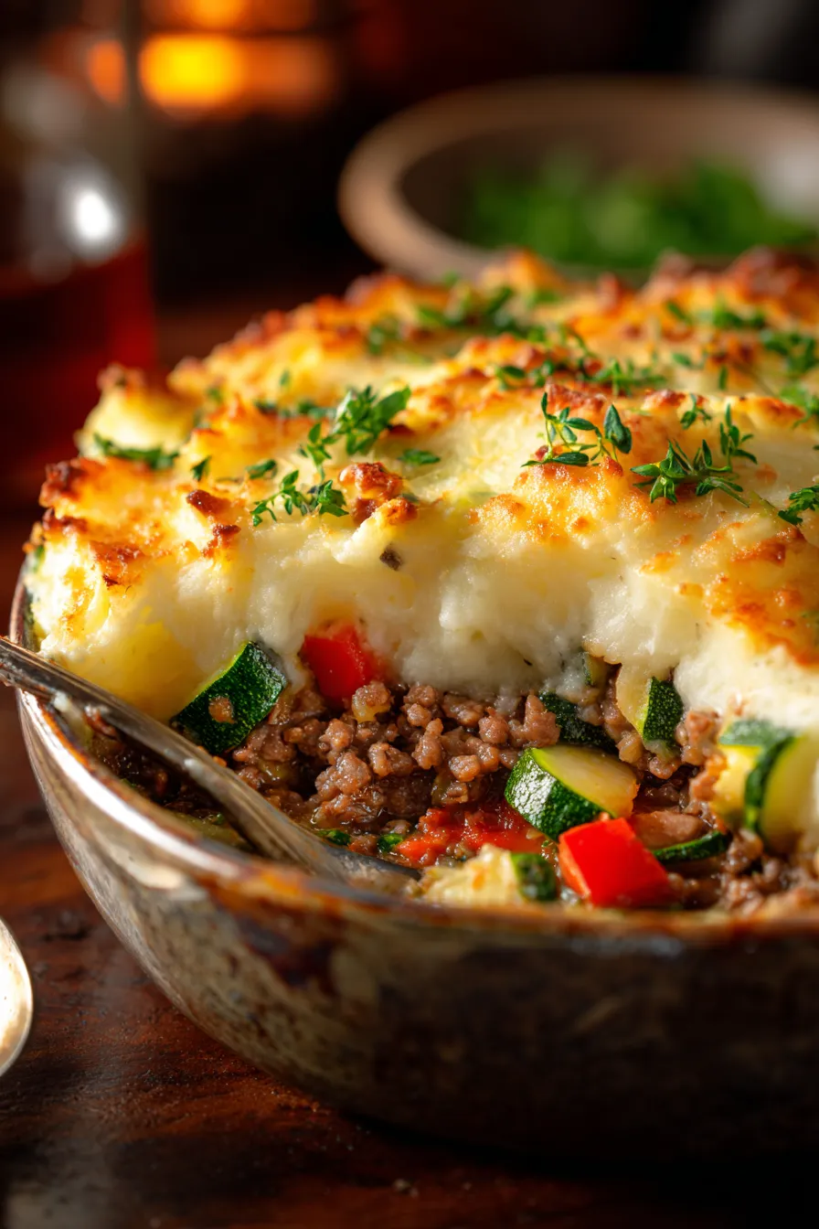 Shepherd’s Pie with Zucchini & Peppers-comfort-food-overhead