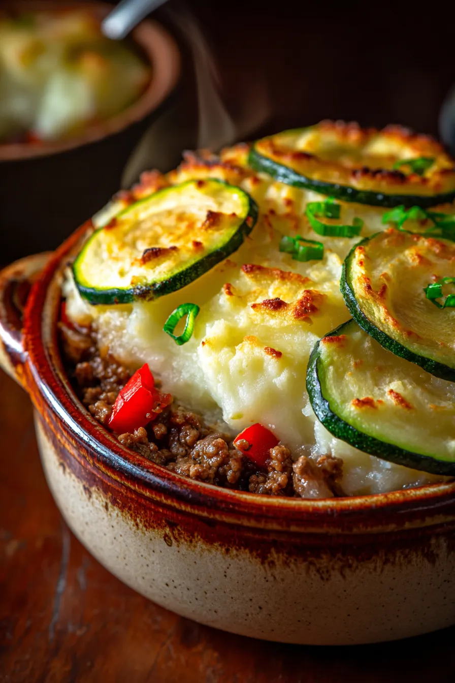Shepherd’s Pie with Zucchini & Peppers-heaping-serving