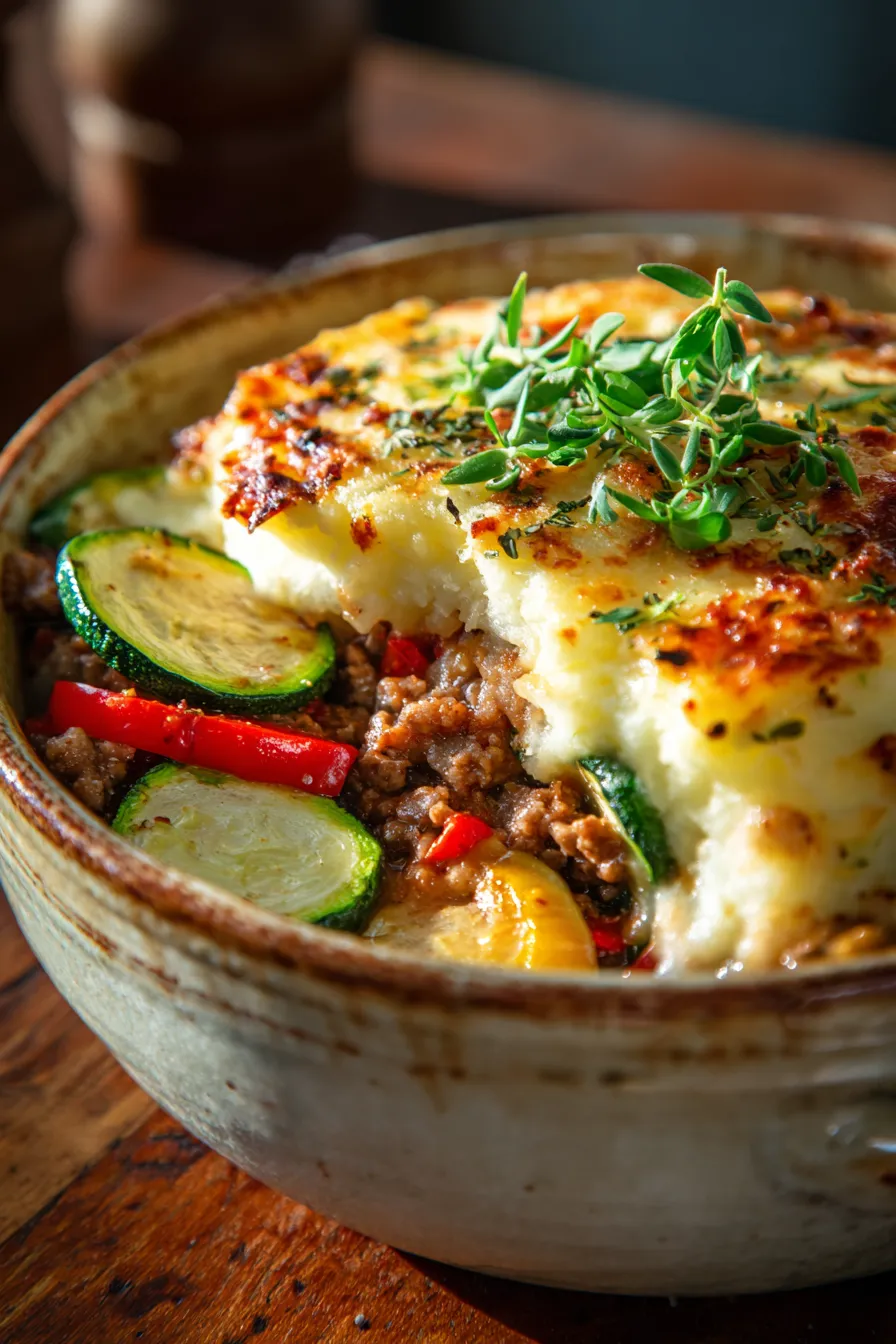Shepherd’s Pie with Zucchini & Peppers-vegetables-filling