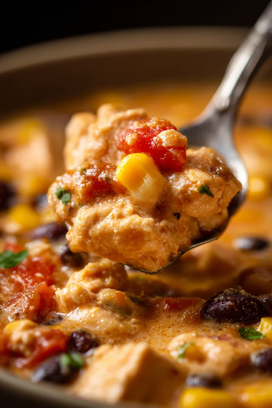 Shredded chicken and bean chili