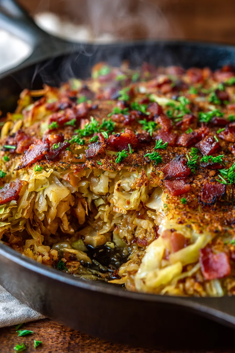 Skillet dinner close up texture
