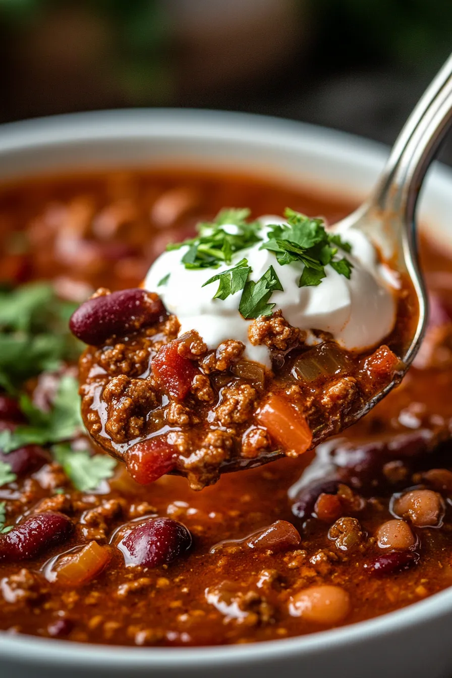 slow cooker chili-serving bowl with toppings