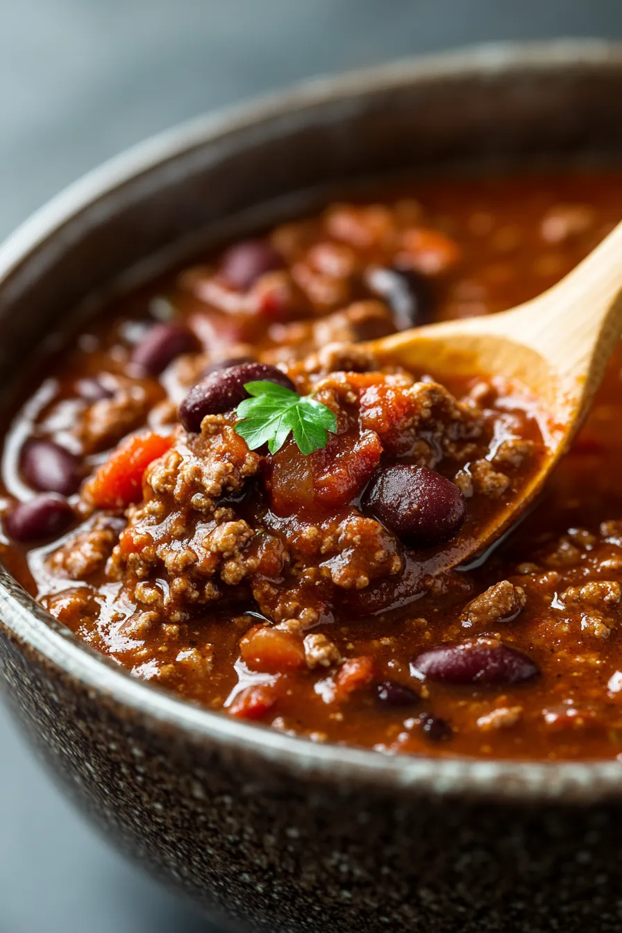 Slow Cooker Chili with Pumpkin & Maple-texture-closeup