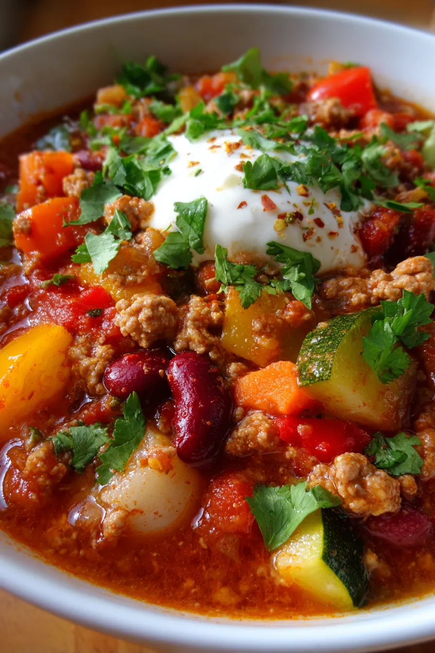 Slow Cooker Chili with Zucchini & Carrots-veggie-packed