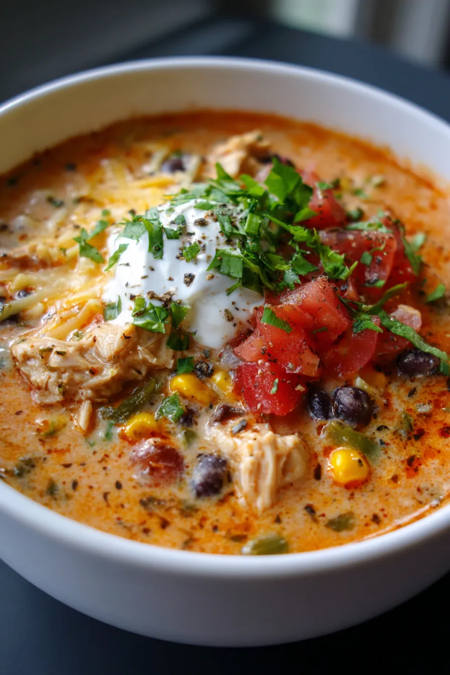 Slow Cooker Creamy Chicken Enchilada Soup-texture-close-up
