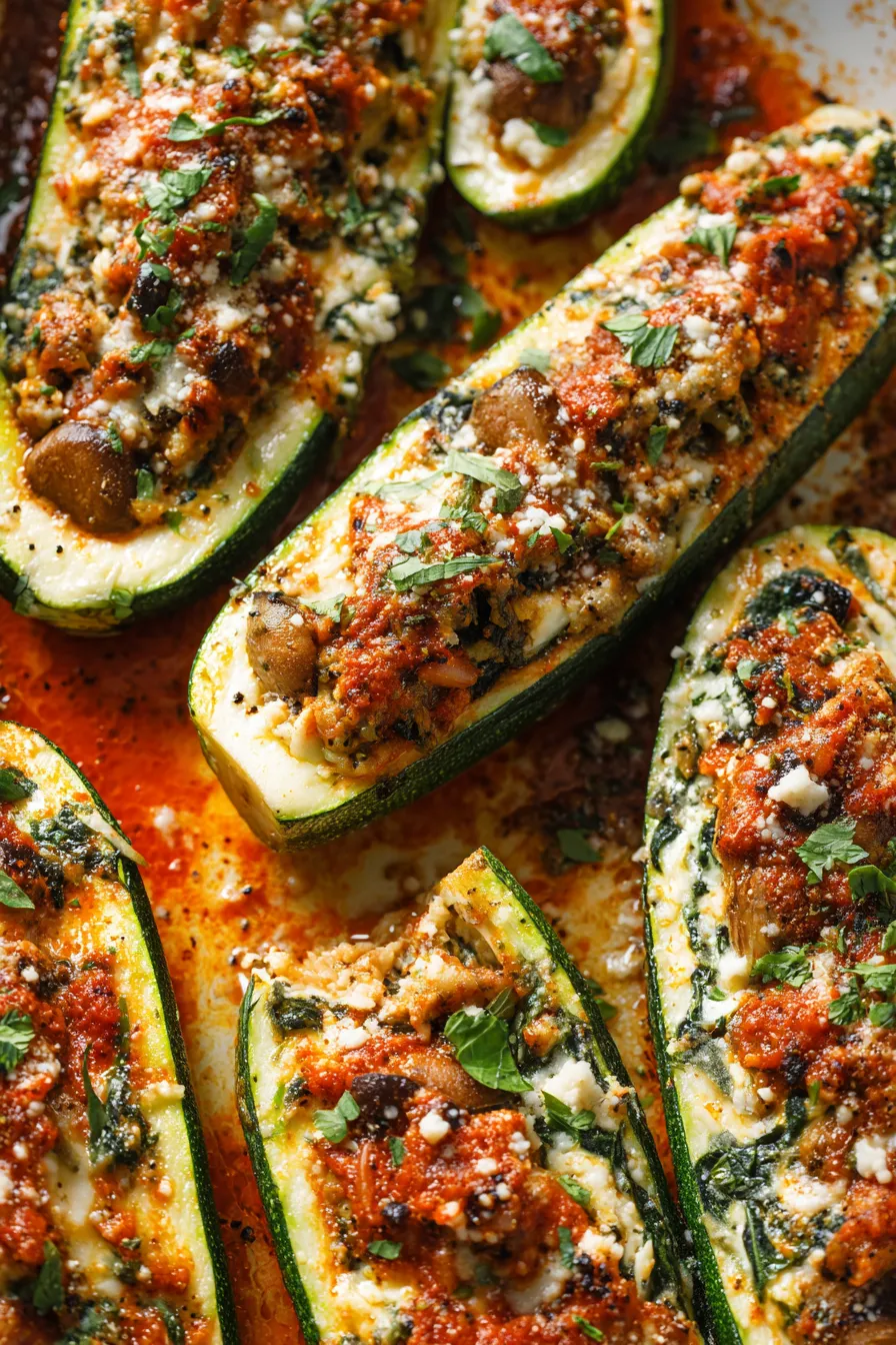 stuffed zucchini plated