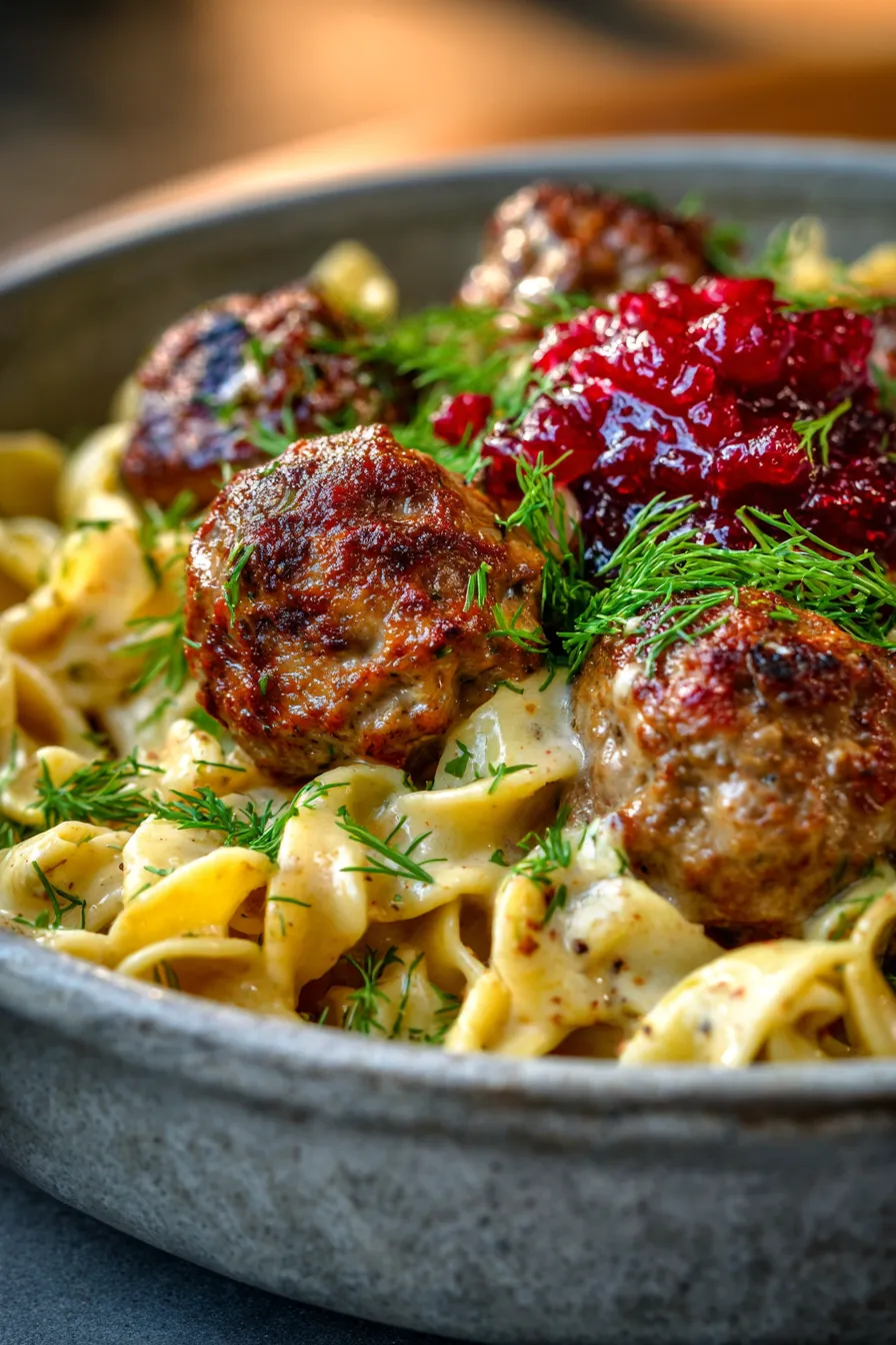 Swedish Meatball Pasta Bake-ingredients-mise-en-place