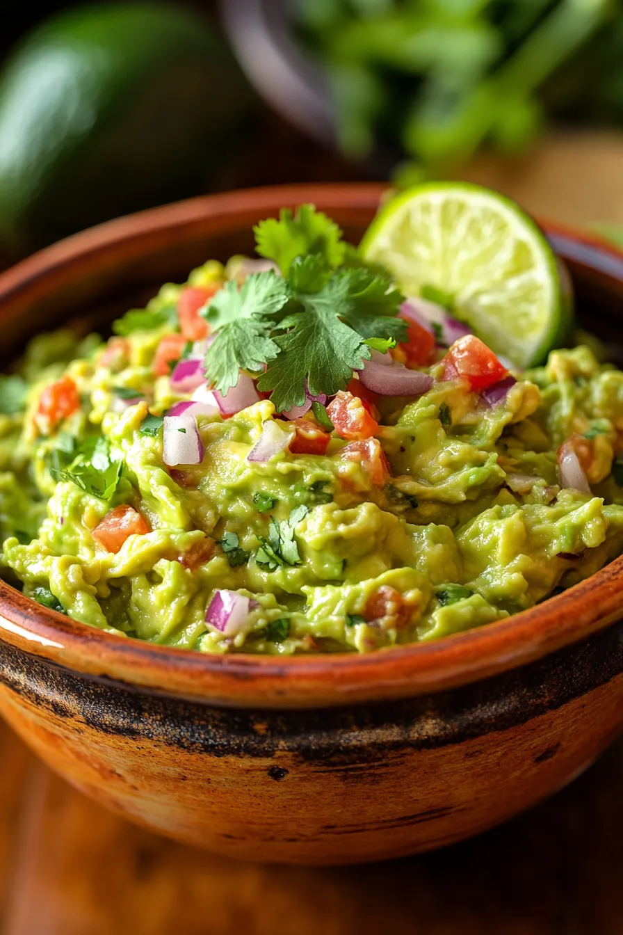 Sweet Chili Guacamole-close-up-vibrant-garnished