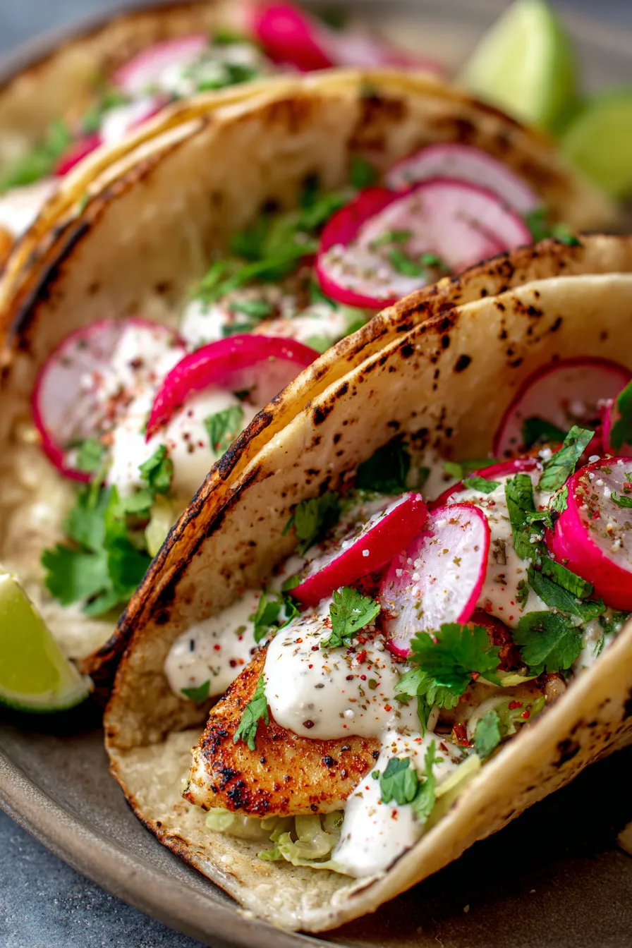 taco ingredients with lime crema