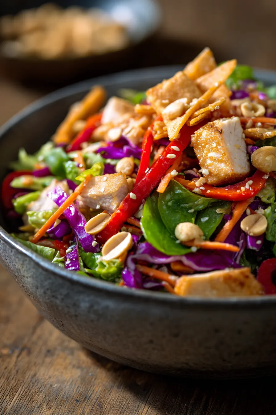 Asian Chicken Crunch Salad-closeup-texture