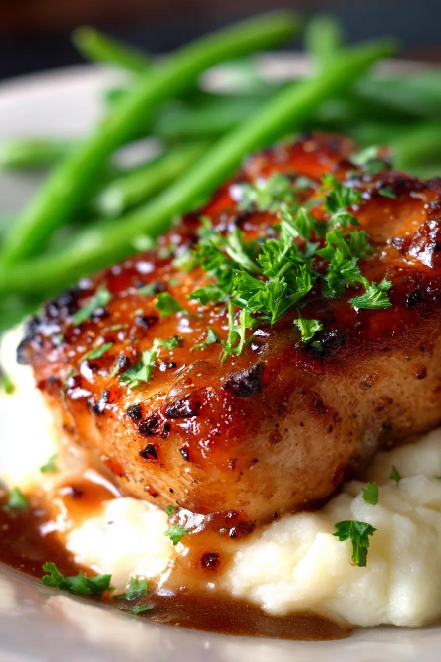Brown Sugar Pork Chops (One-Pan 30-Minute Dinner)-tender-closeup-texture