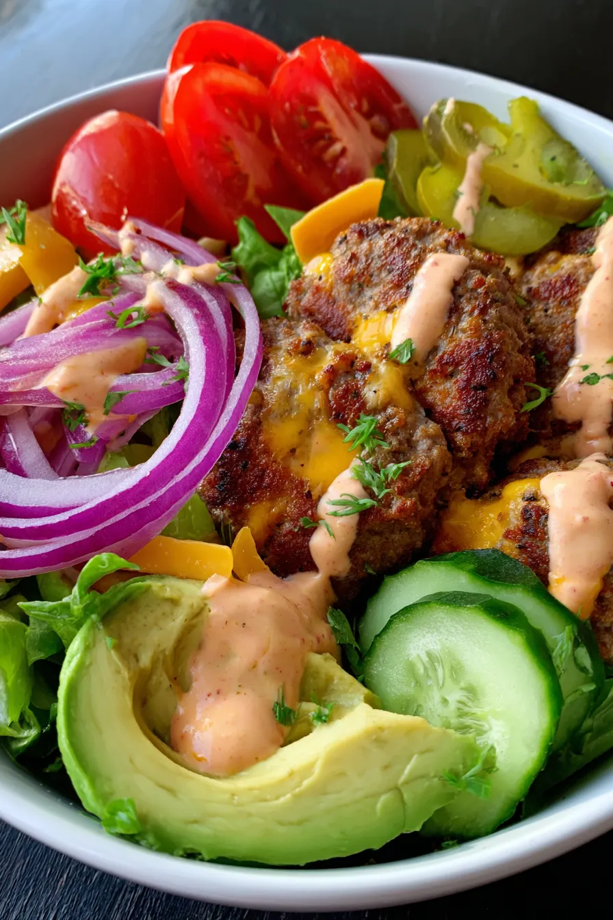 Burger Bowls with Special Sauce (Low-Carb Option)-sauce-drizzle