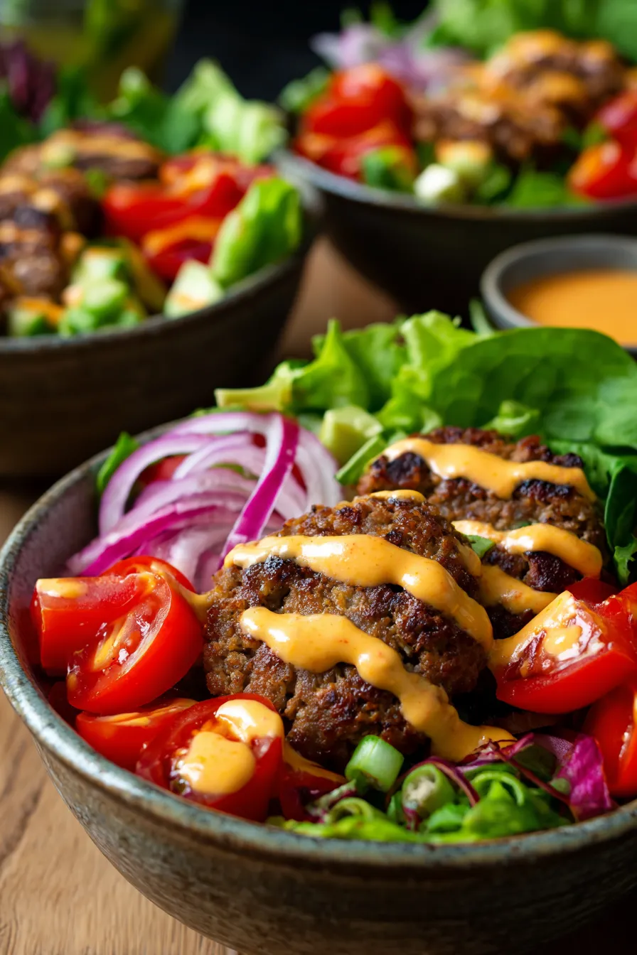 Burger Bowls with Special Sauce-texture-creamy sauce