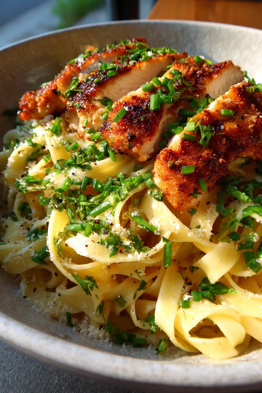 Buttered Noodles with Juicy Chicken and Herbs - serving bowl