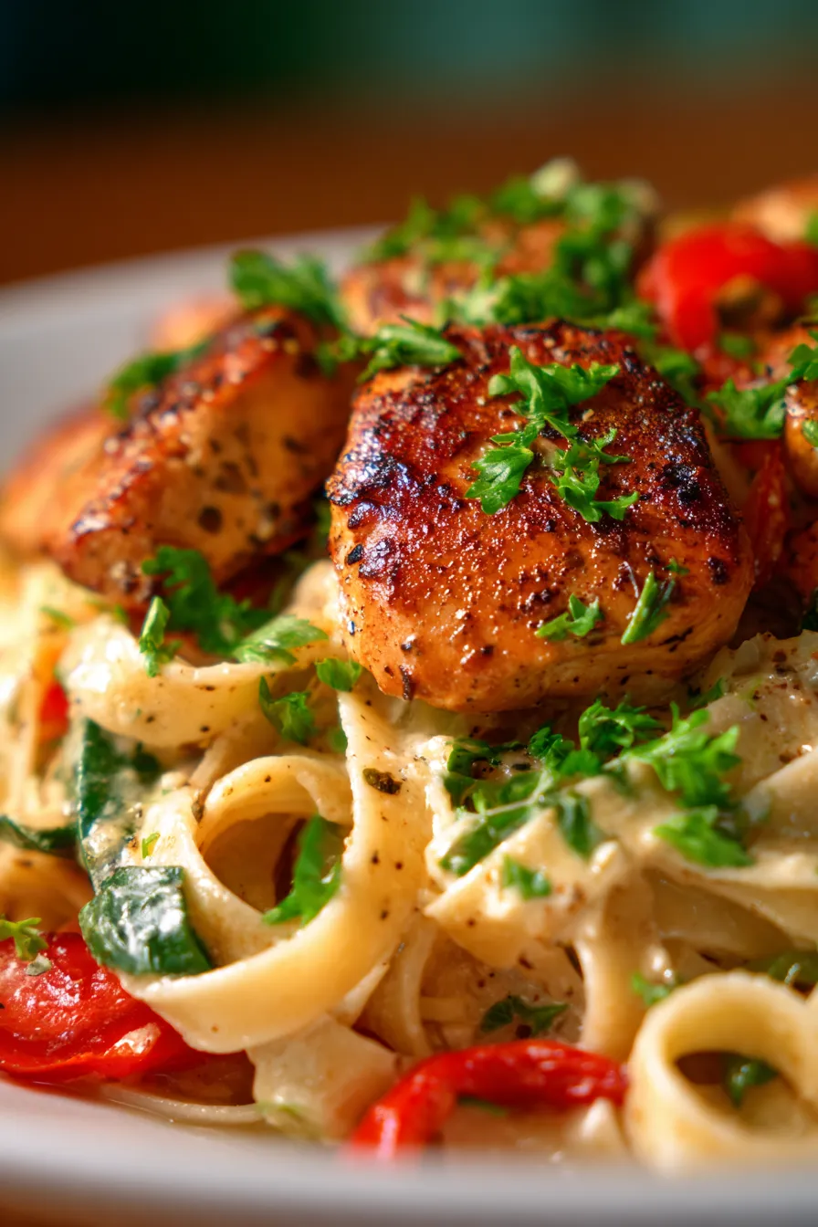 Cajun Chicken Pasta-texture-closeup