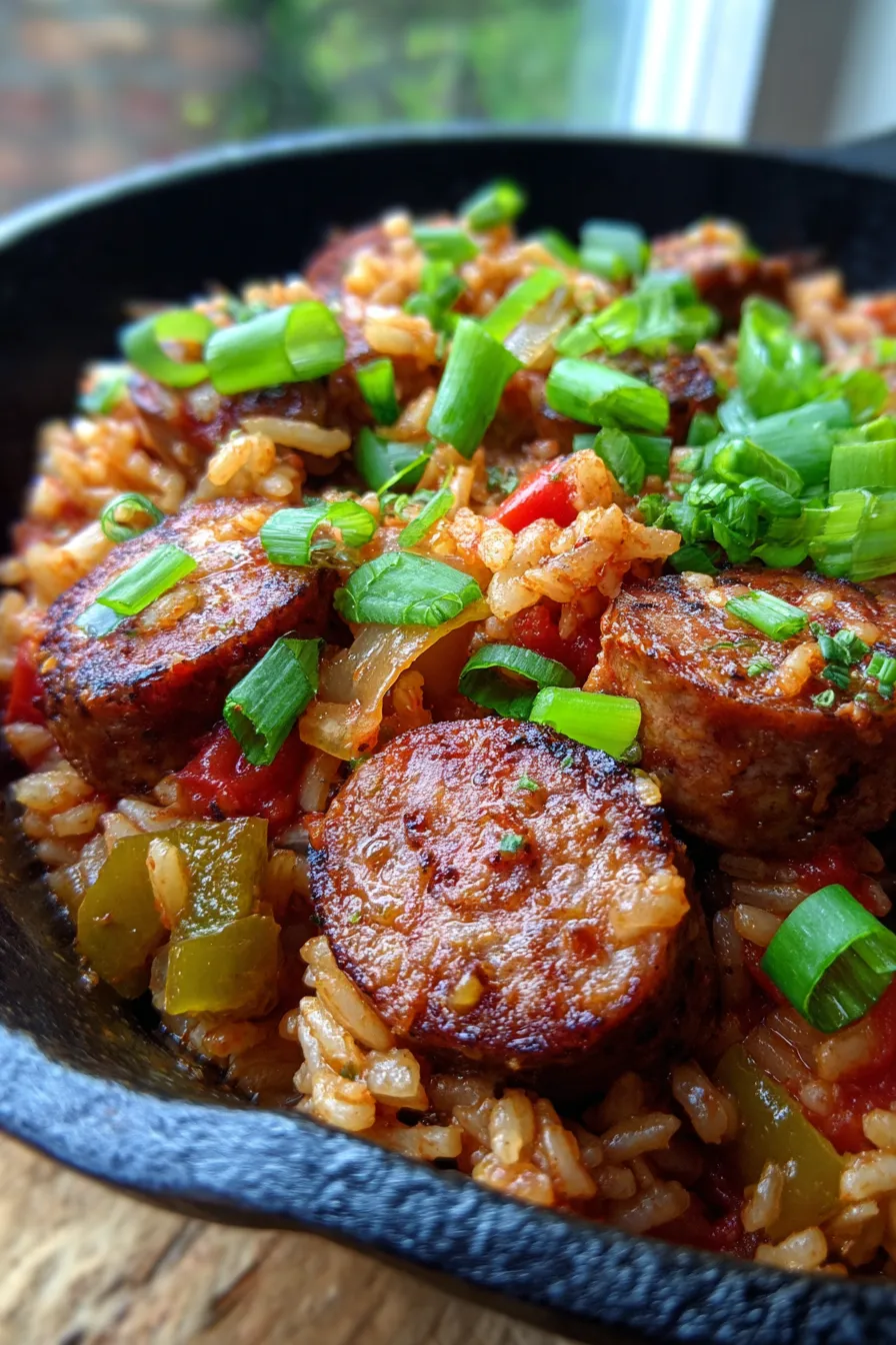 Cajun Sausage and Rice One-Pan Skillet-serving-bowl