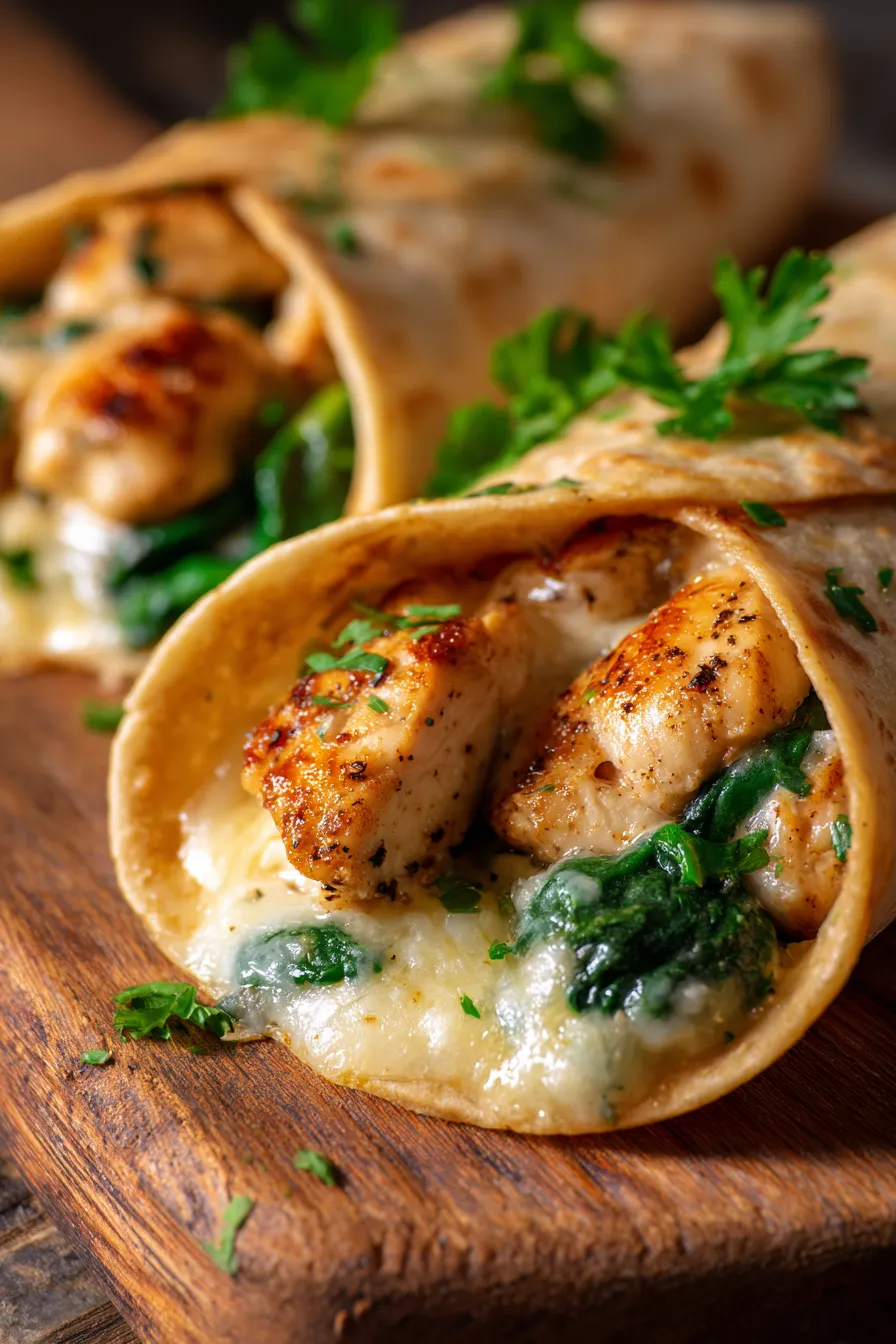 Cheesy Garlic Chicken Wraps-texture-inside
