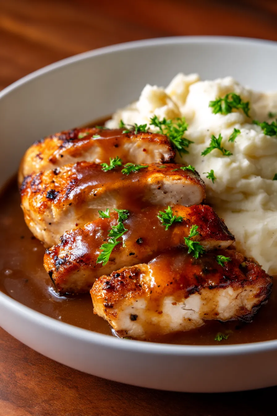 Chicken and Gravy-saucy-plated dish
