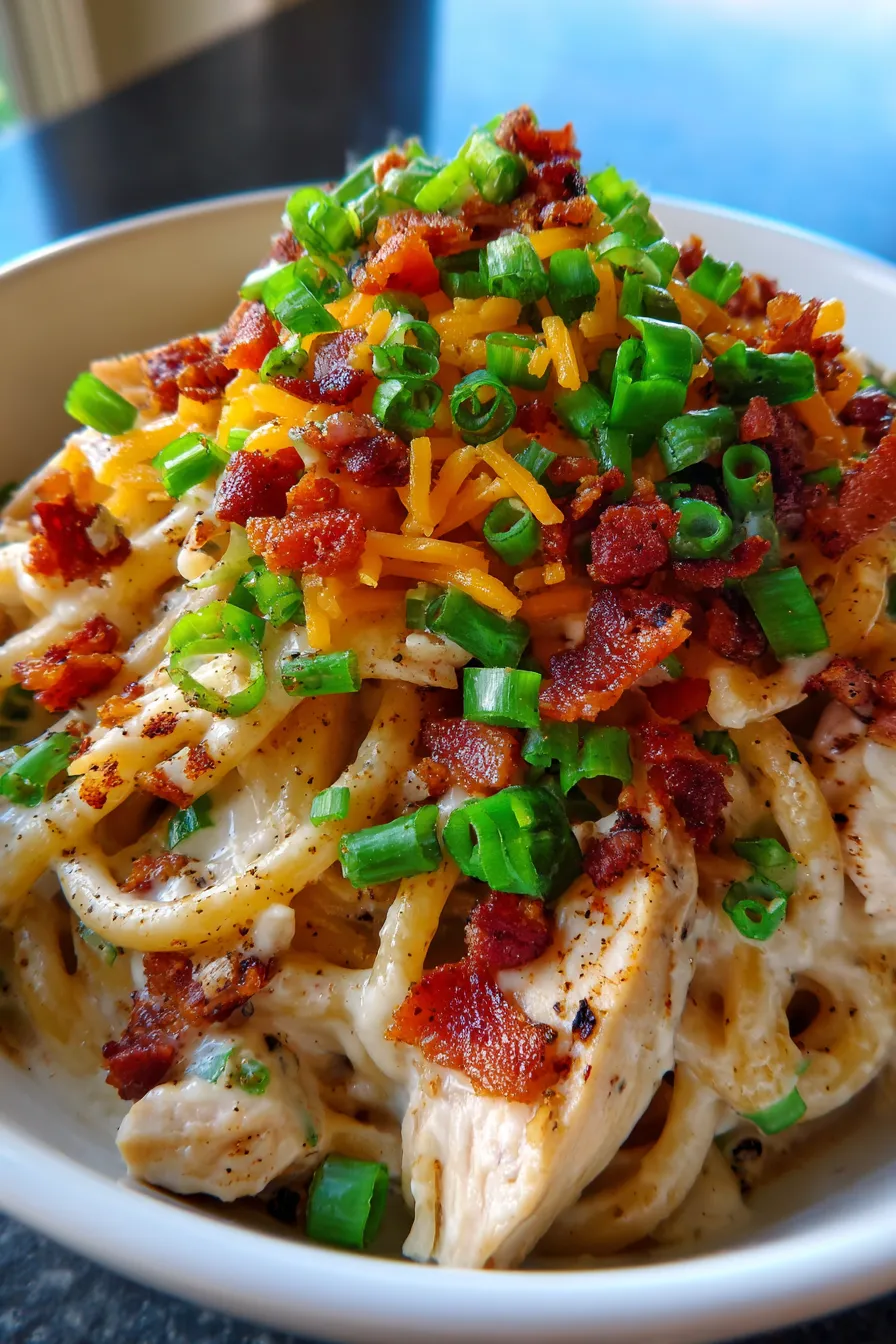 Chicken bacon ranch pasta ingredients prep