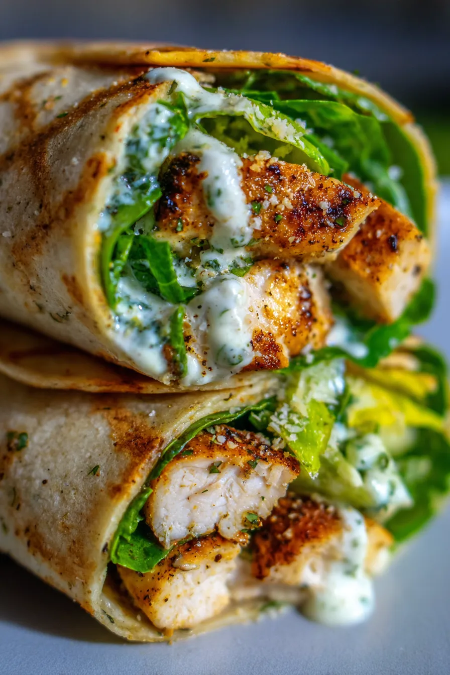 chicken caesar wraps closeup texture