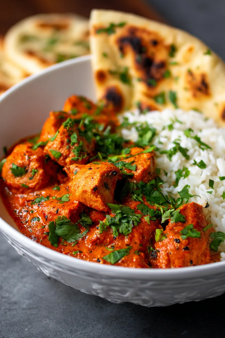 Chicken Tikka Masala serving with rice