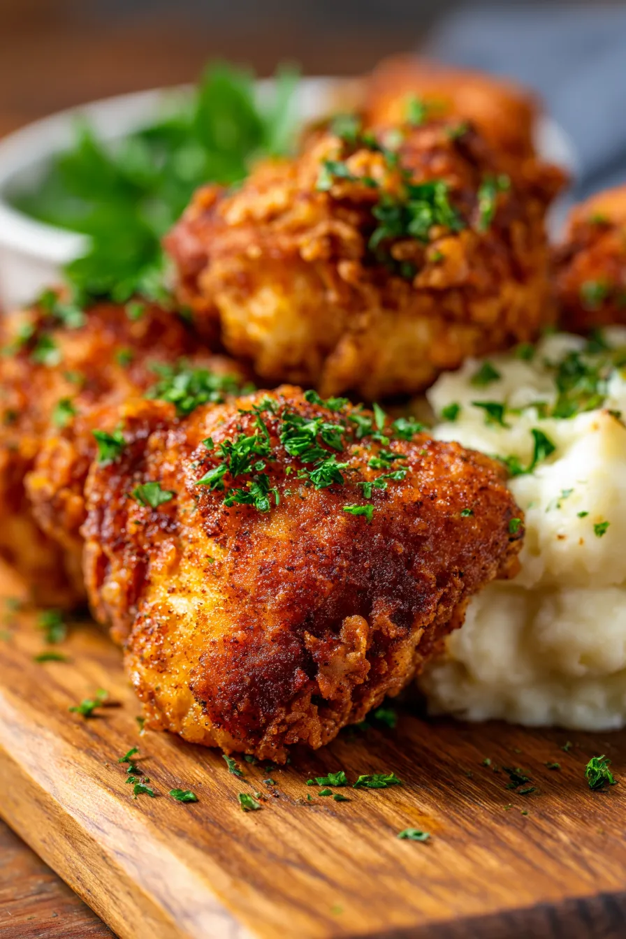 Country Fried Chicken with Crispy Coating-overhead-spread