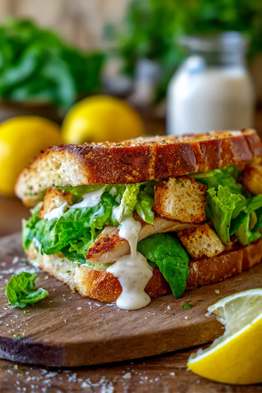 Creamy Chicken Caesar Sandwich-assembly-steps