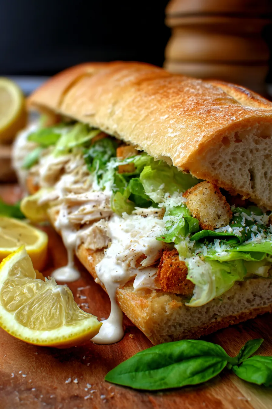Creamy Chicken Caesar Sandwich-ingredients-overhead