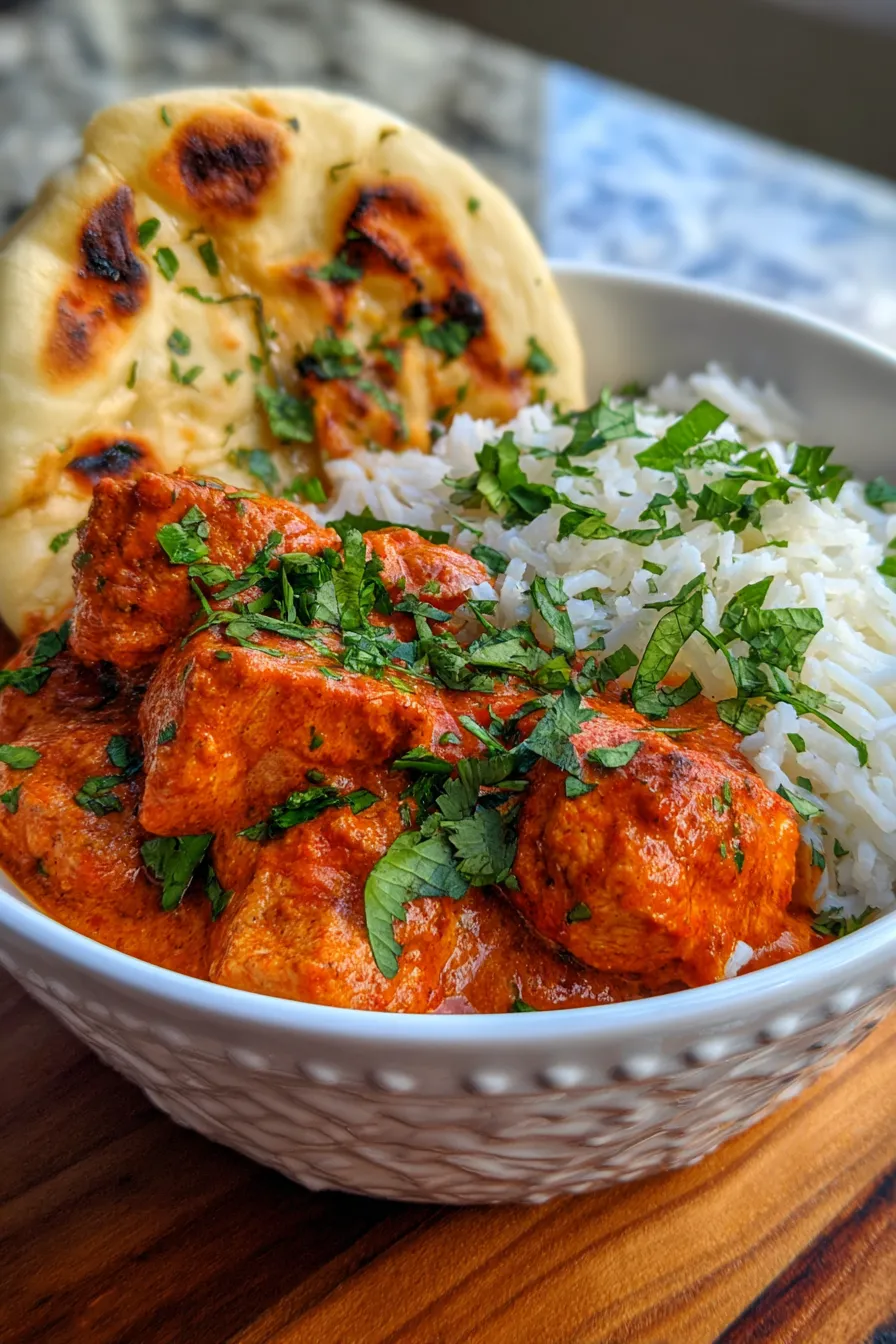 Creamy Chicken Tikka Masala texture closeup