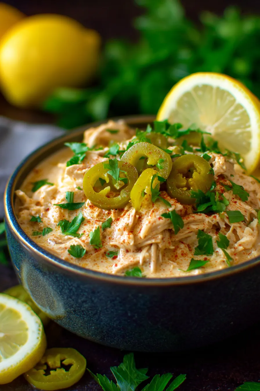 Creamy Crockpot Pepperoncini Chicken ingredients prep