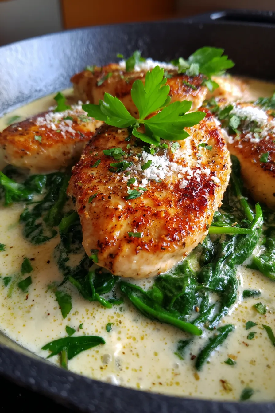 Creamy Garlic Parmesan Chicken Skillet-texture-closeup