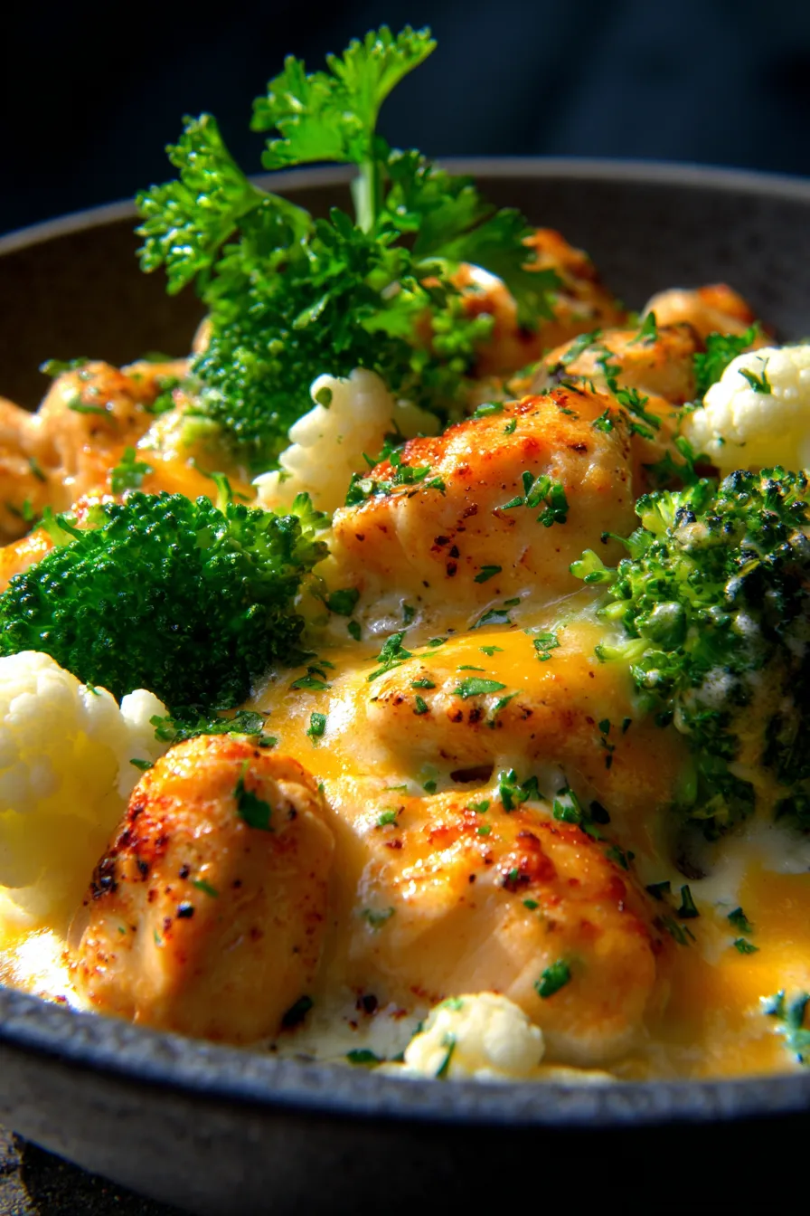 Creamy Low Carb Chicken Casserole with Cheese - ingredients prep - vibrant