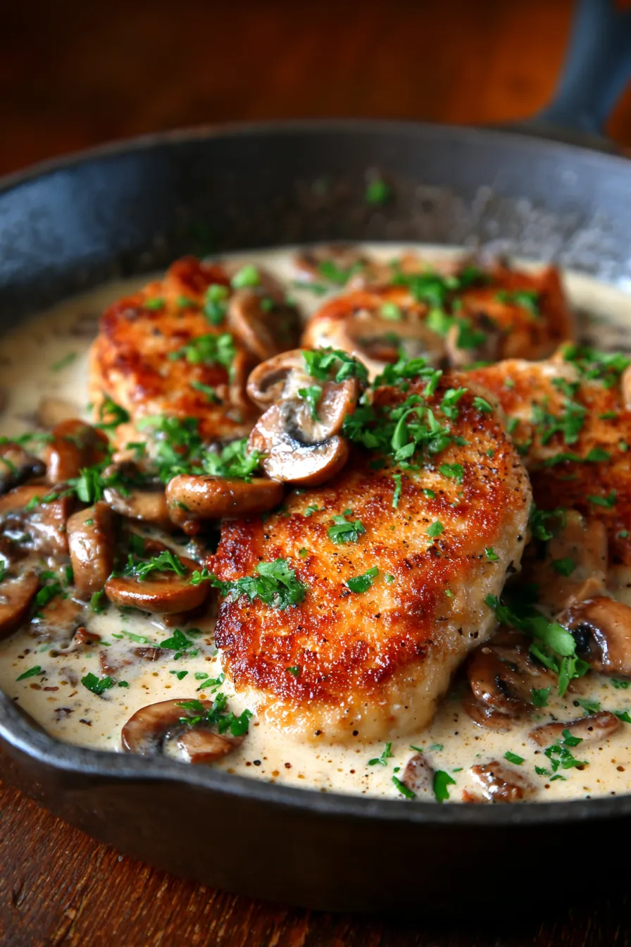Creamy Mushroom Chicken Skillet Dinner-serving-plate