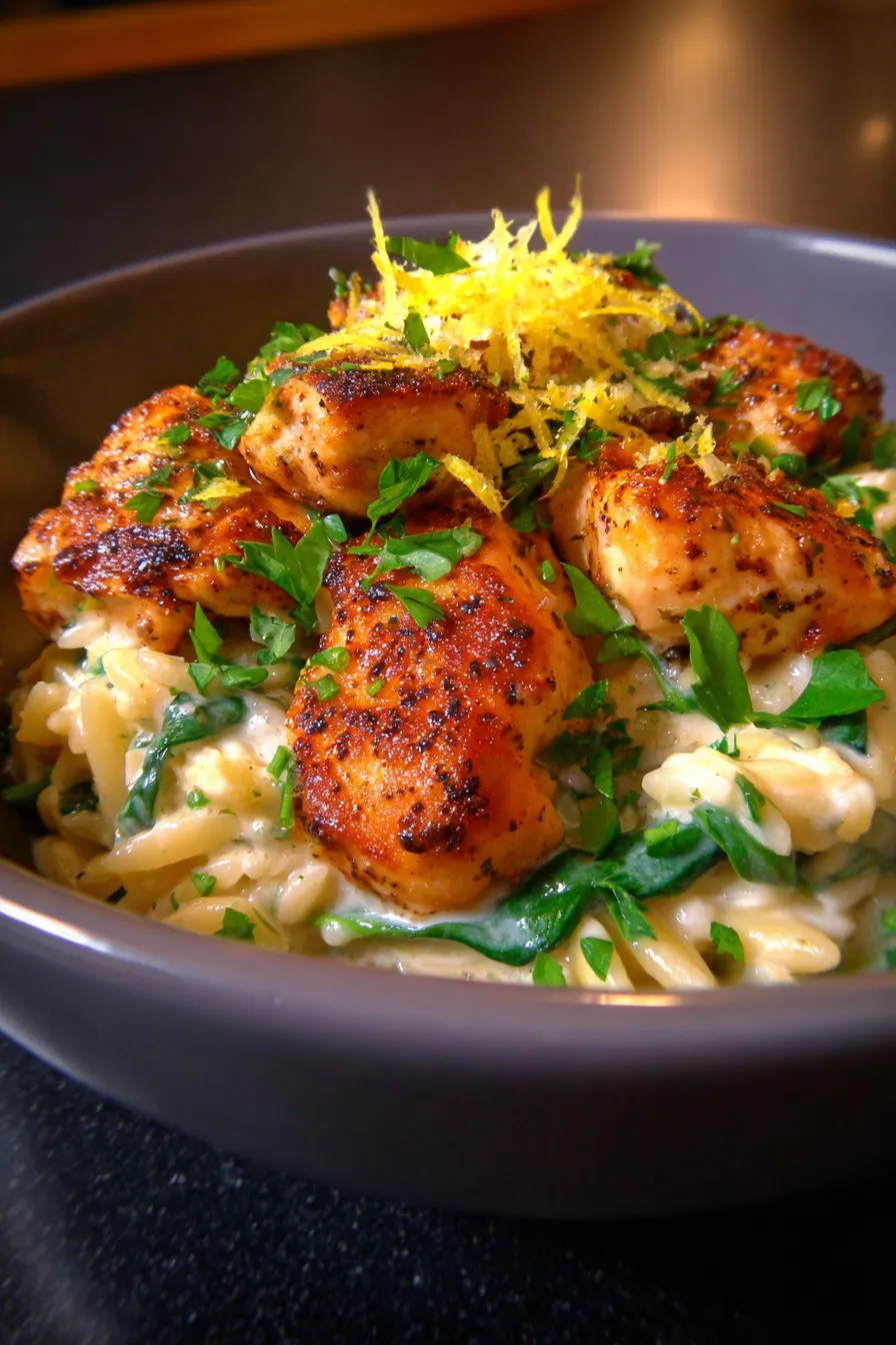 creamy orzo chicken-serving spoon-texture