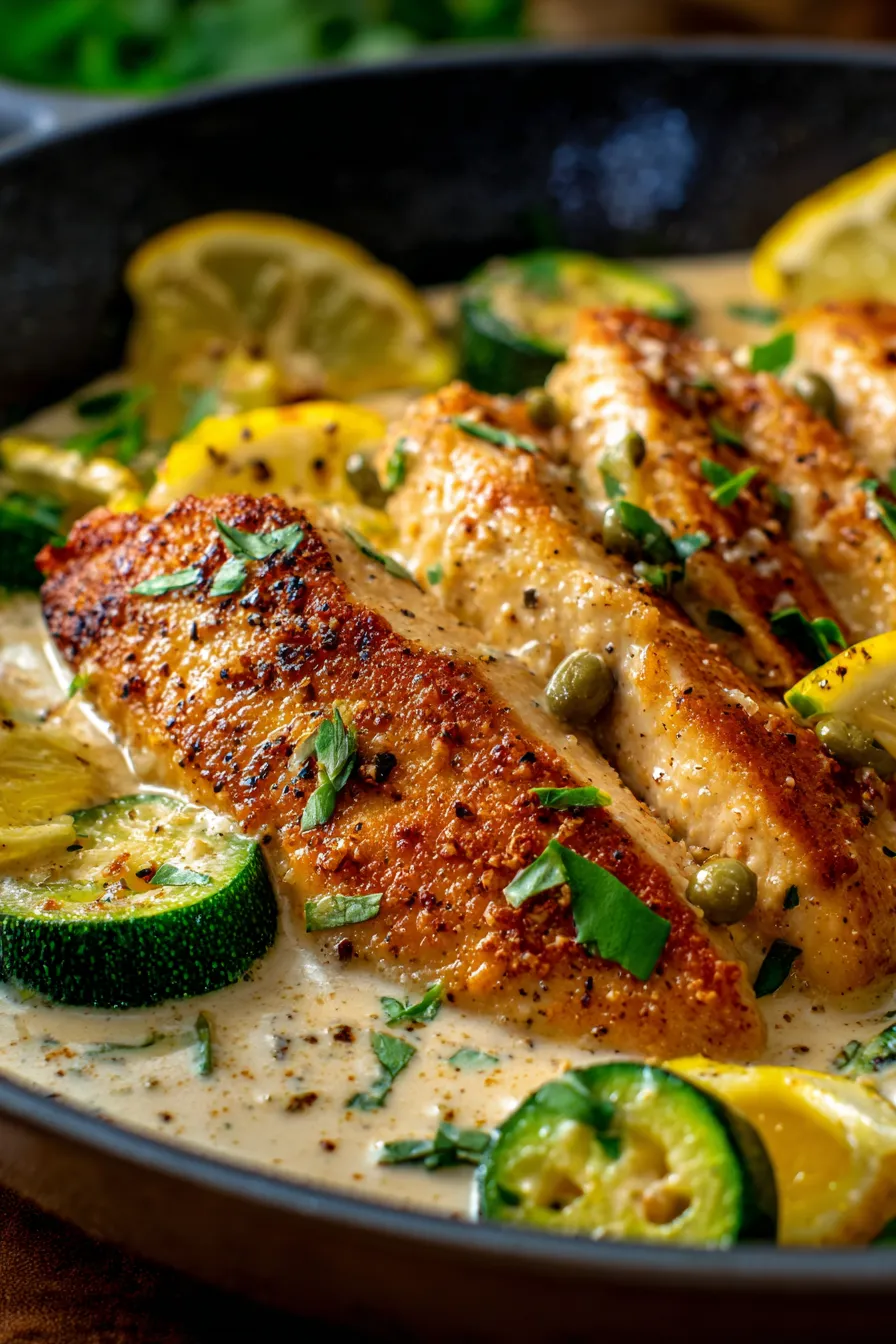 Creamy Pepperoncini Chicken Skillet-texture-closeup