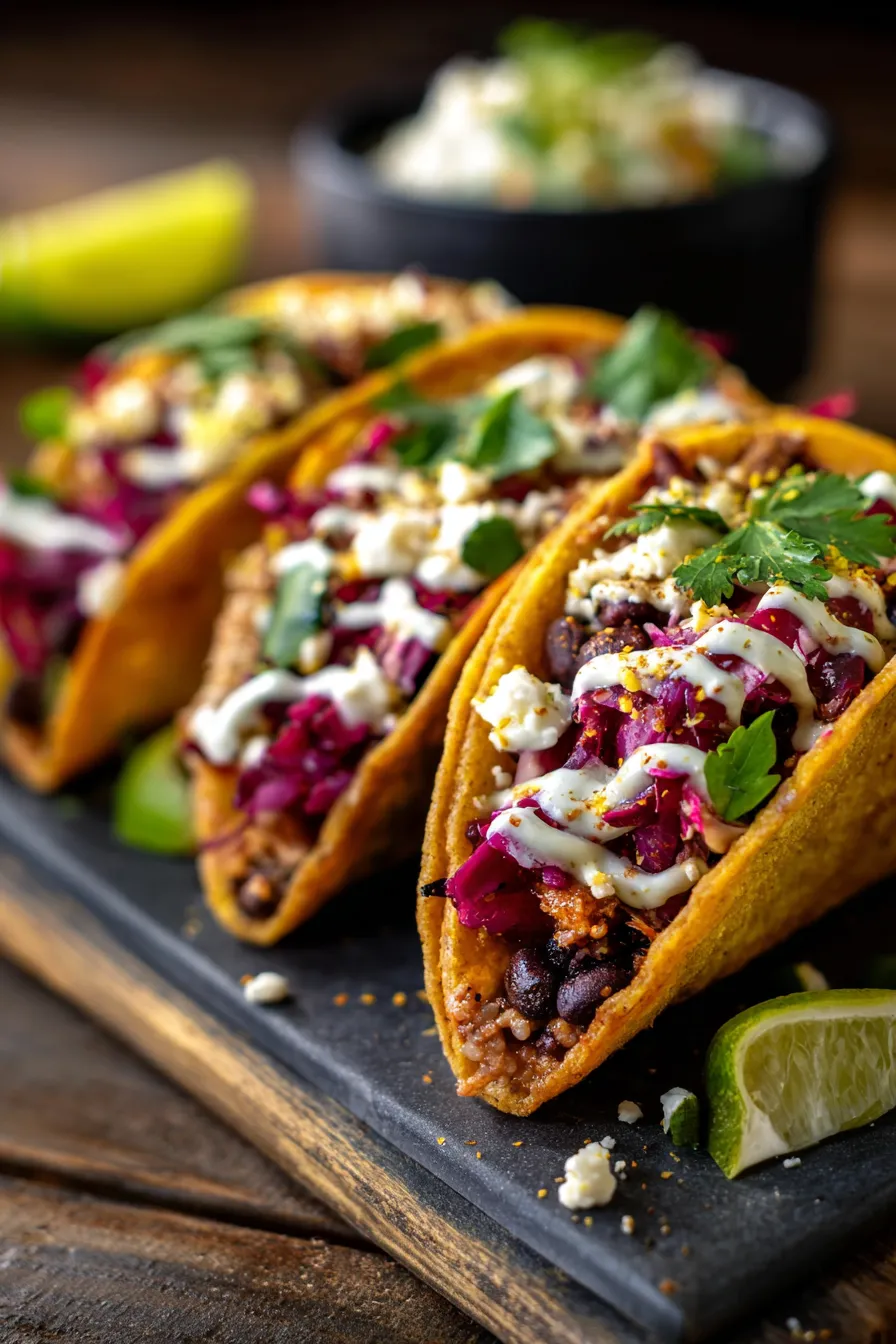 Crispy Black Bean Tacos-filling-closeup-texture