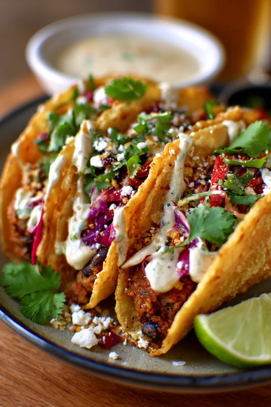 Crispy Black Bean Tacos-ingredients-prep-overhead
