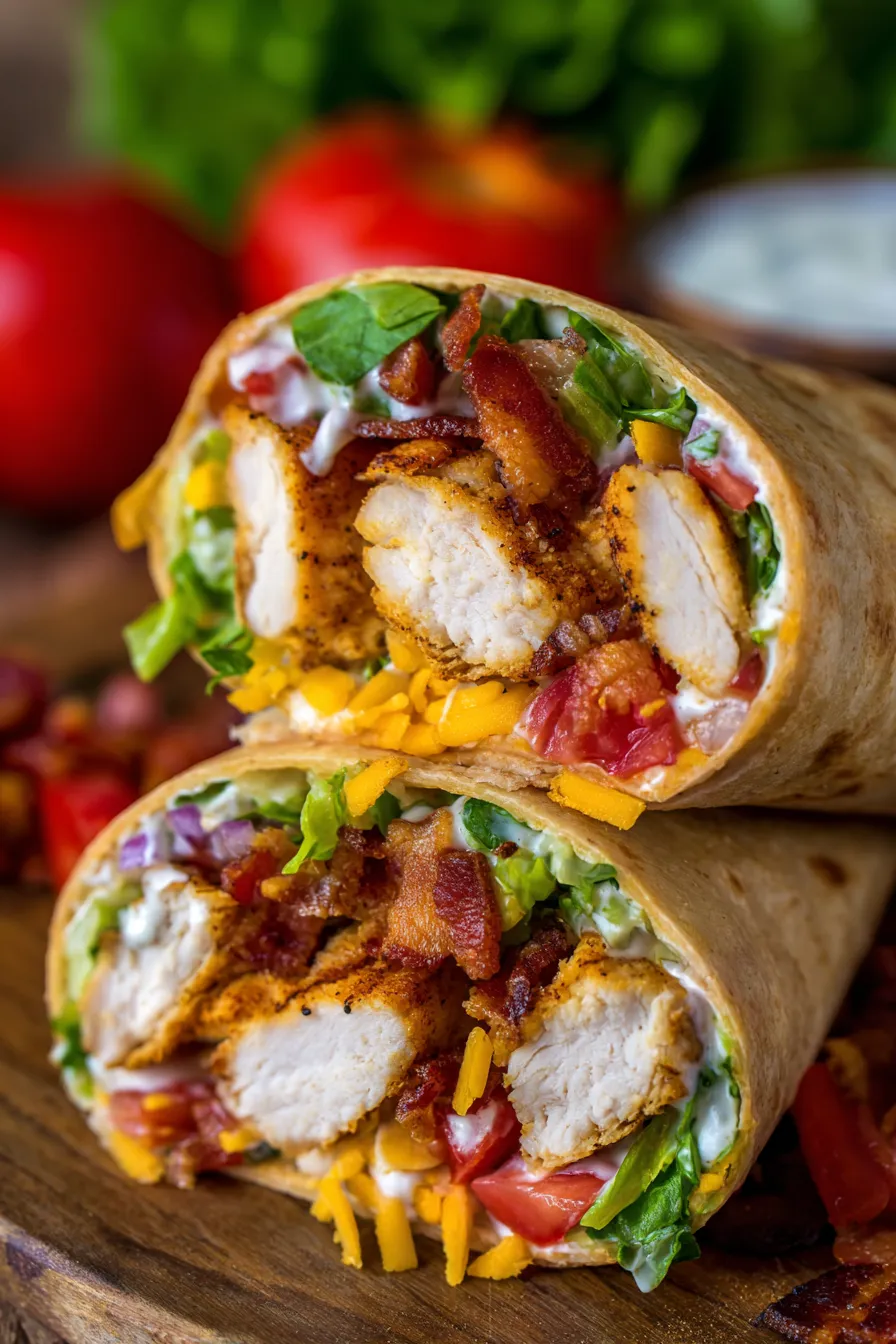 Crispy Chicken Bacon Ranch Wraps-sliced-plate