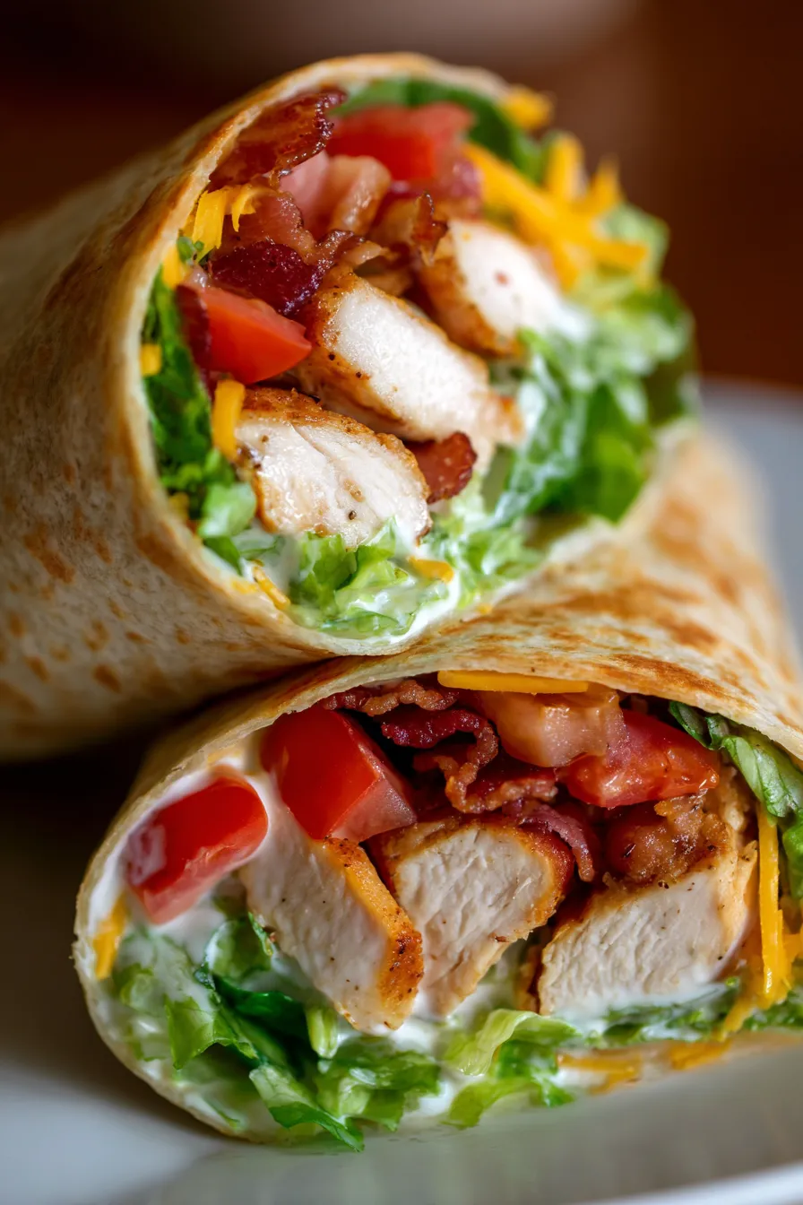 Crispy Chicken Bacon Ranch Wraps-texture-closeup