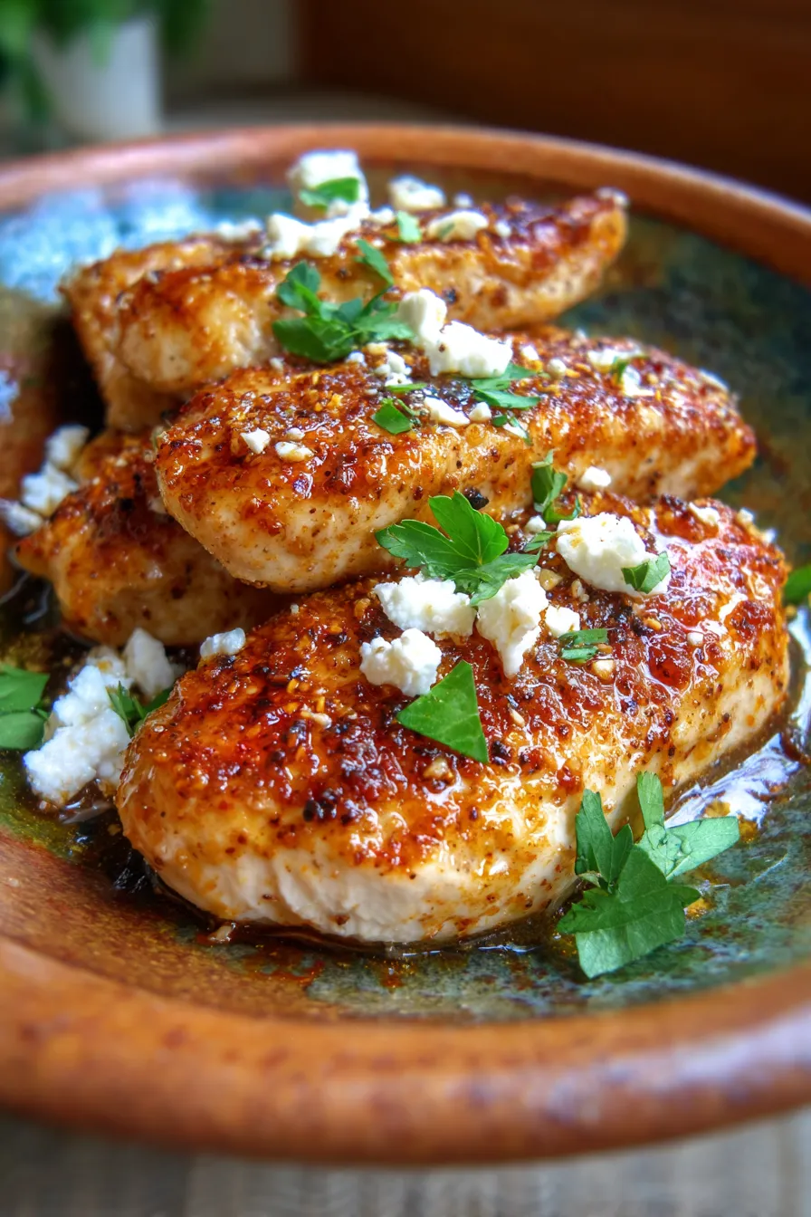 Crispy Hot Honey Feta Chicken-sauce-drizzle