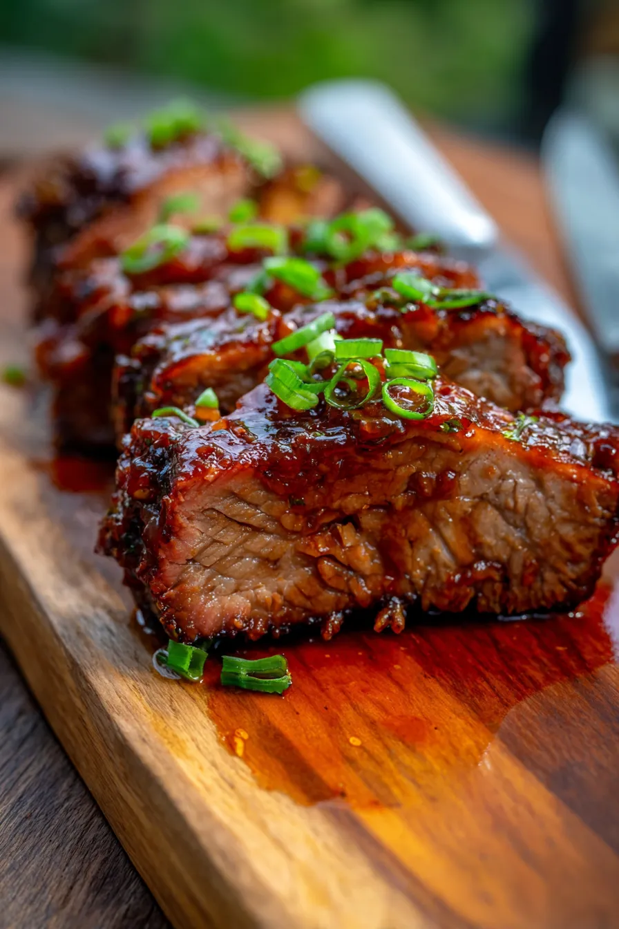 Crockpot BBQ Beef Brisket-top-down-garnish
