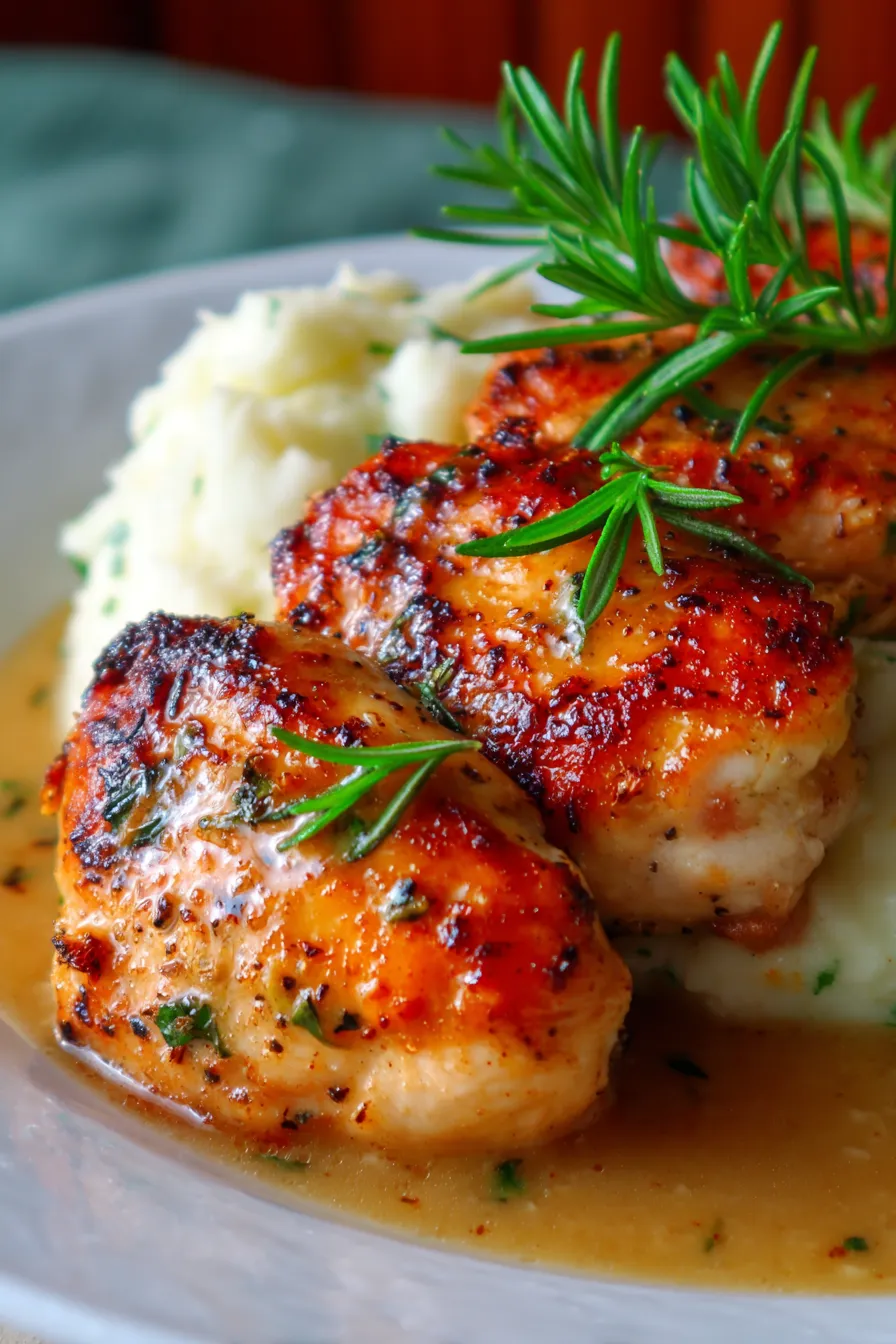 Crockpot Chicken and Gravy (Classic Comfort Meal)-plated-creamy sauce