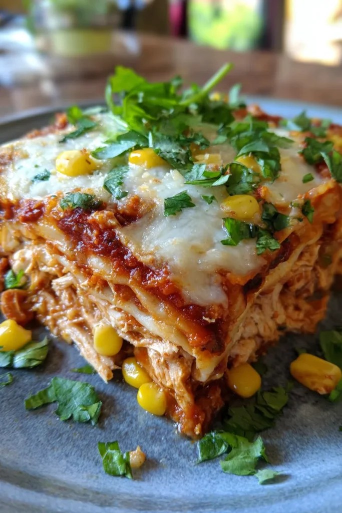 Easy Slow Cooker Chicken Enchilada Casserole | Family Favorite