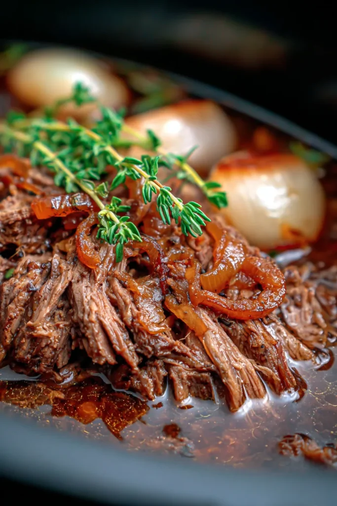 Melt-in-Your-Mouth Crockpot French Onion Pot Roast