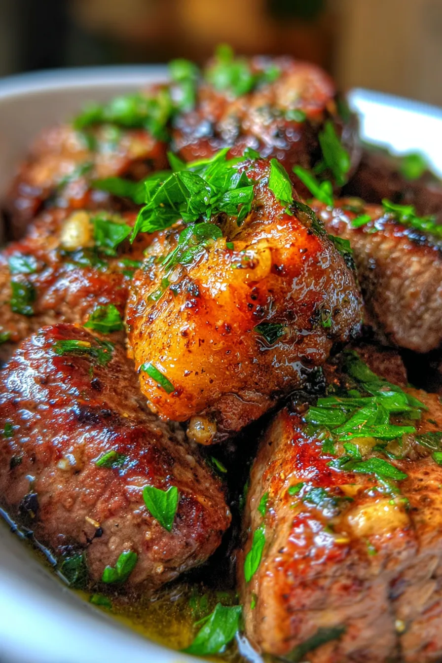 Crockpot Garlic Butter Beef Bites-ingredients-flat lay