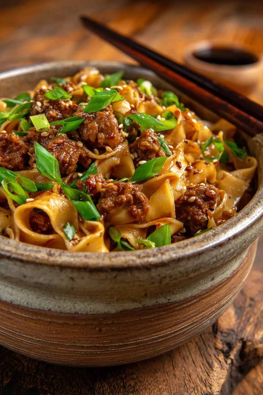 Crockpot Mongolian Ground Beef Noodles-ingredients-prepped