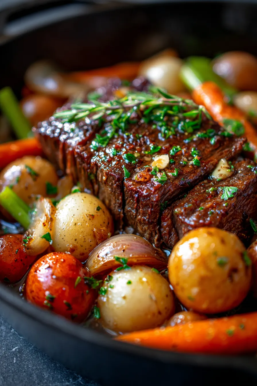 Dutch Oven Pot Roast (One-Pot Dinner)-serving-slice