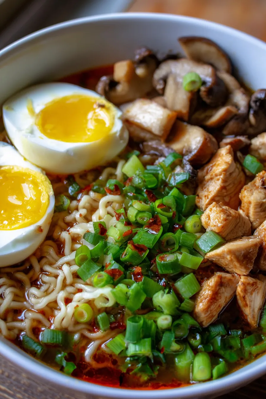 Easy Chicken Ramen Noodles-ingredients-prepped-table